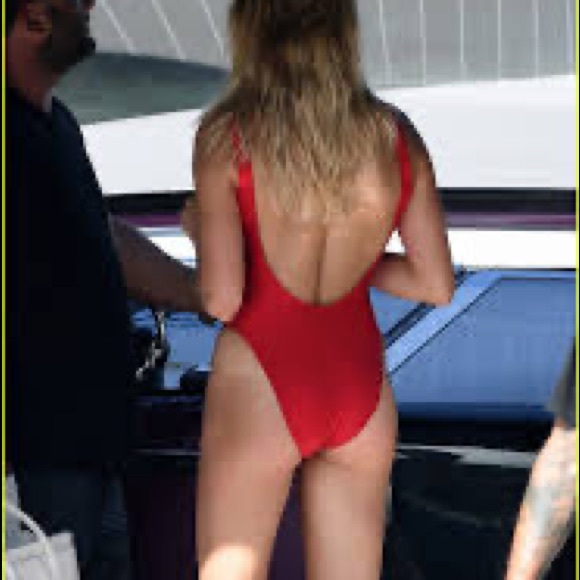 Just Married Spell Out Rare Hot Pink Swimsuit Size Small - Picture 4 of 8